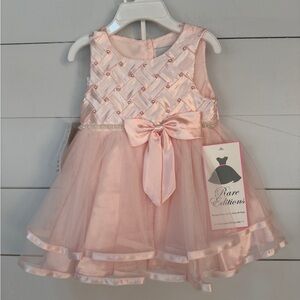 Rare Editions Light Pink Satin & Tulle Party Dress for Girls 6-9mo